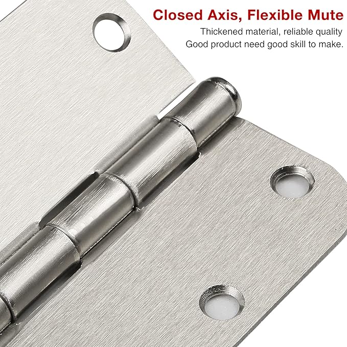3 Pack Rounded Door Hinges Brushed Nickel 3.5 Inch 5/8" Radius Hardware Satin 3 - Image 5