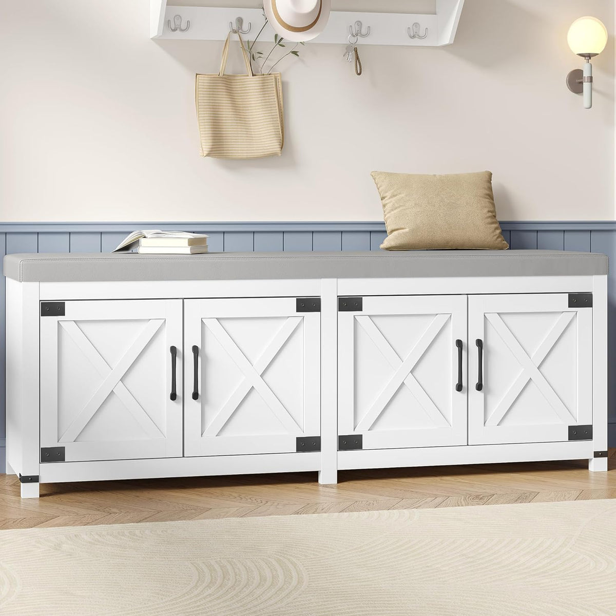hzuaneri 59" shoe storage bench, with soft padded, main product view