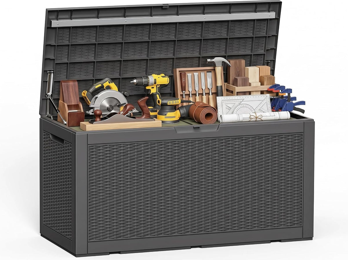 160 gal deck box outdoor waterproof storage bench, main product view