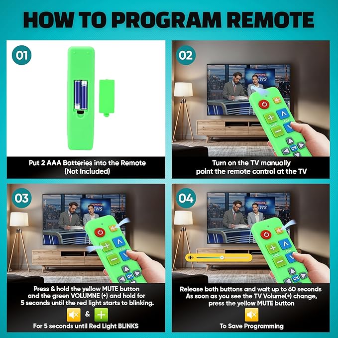 EZclicker Plus Big Button Universal TV Remote Simple Easy to Use, Works - Image 5