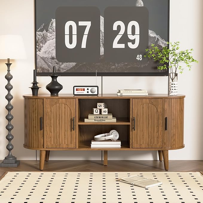 Mxtxmy 51" Fluted TV Stand, Mid-Century Modern Entertainment Center - Image 9