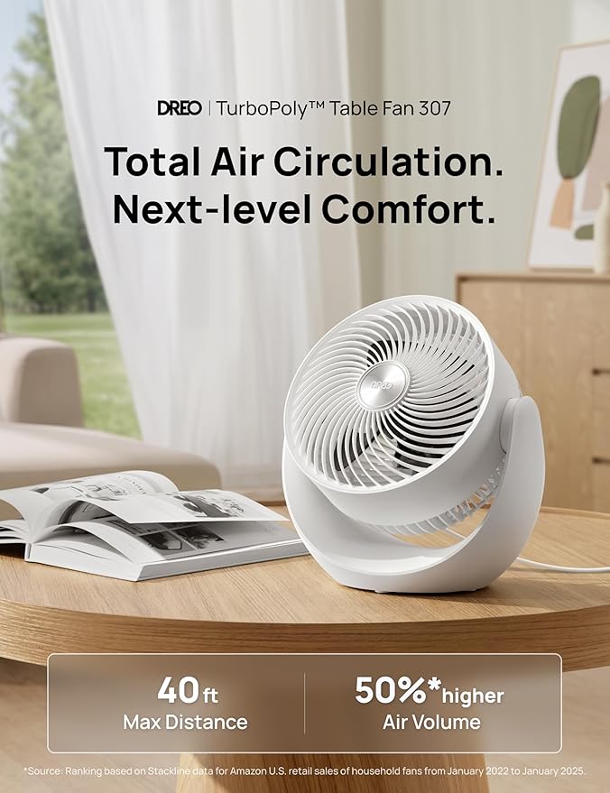 Dreo Fan for Bedroom, Table Air Circulator for Whole Room, 11 Inch, 40ft Strong - Image 2