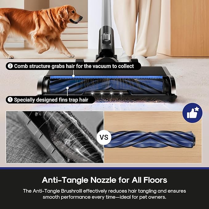 Eureka Cordless Vacuum Cleaner, Anti-Tangle Brushroll, Rechargeable Stick Vacuum - Image 2