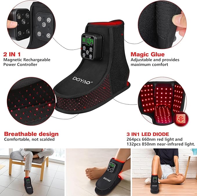 Rechargeable Red Light Therapy Feet Ankle, 132 LEDs 660 nm Red Light and 850 nm - Image 4