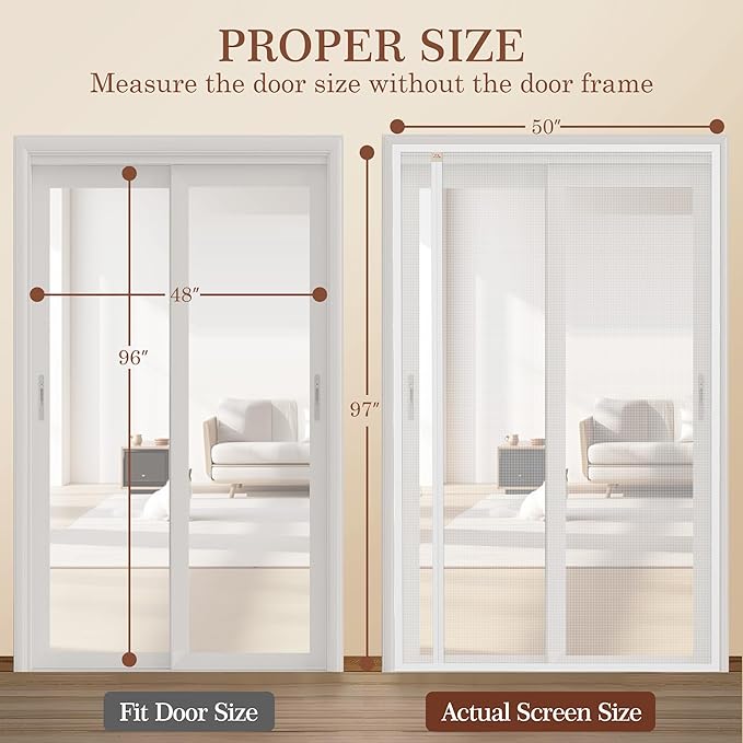 Yotache Reversible Left/Right Opening Magnetic Screen Door Fits 48 x 96 inch - Image 2