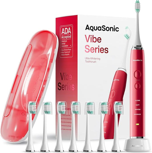 Aquasonic Vibe Series Ultra-Whitening Toothbrush – ADA Accepted Electric by AquaSonic