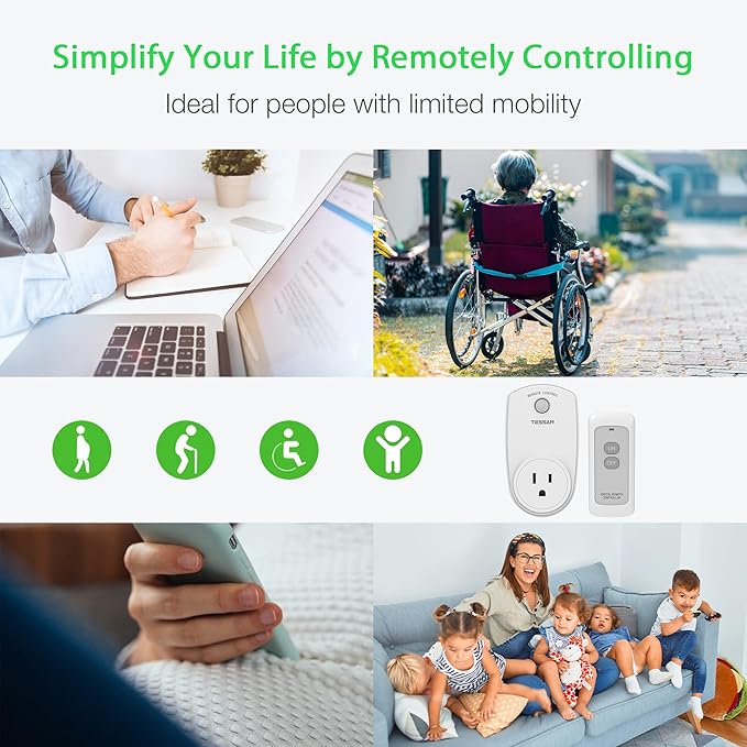 Remote Control Outlet, TESSAN Wireless Electrical Plug Switch - Image 5