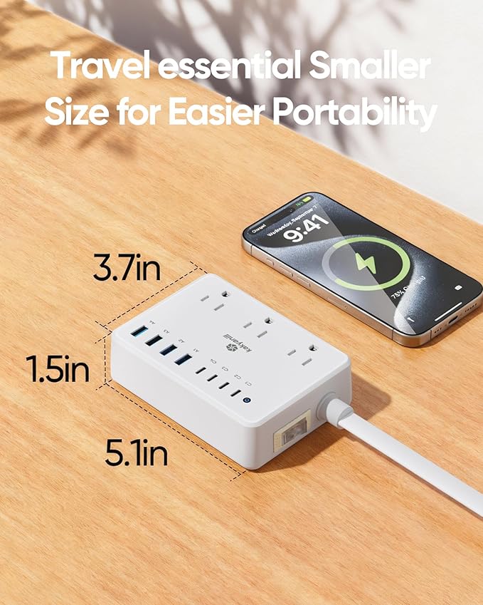 Kakyanill 100W Charging Station, 6 AC Outlets 8 USB Power Strip - Image 7