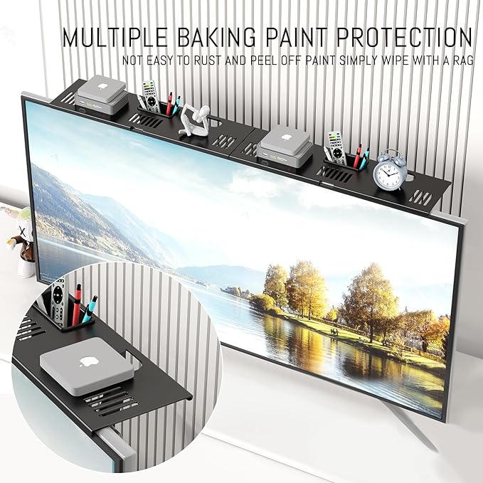 CABTE Adjustable Steel TV Top Shelf, Floating TV Stand, Universal Monitor Shelf - Image 3