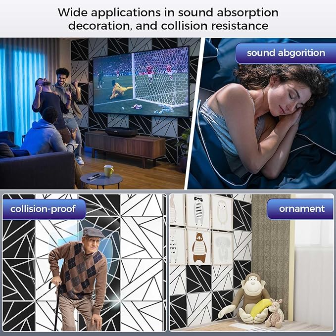12 Pack 2-Layer Soundproof Wall Panels, 0.9lb/ft* High Density, Thicker 0.43 in - Image 6