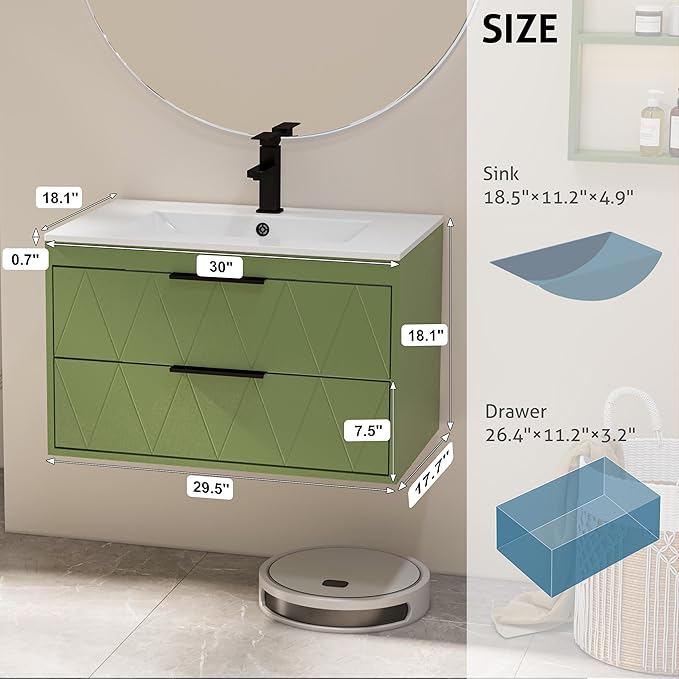 eclife 30" Bathroom Vanities Cabinet - Image 2