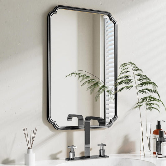 22x34 Inch Black Bathroom Mirror, Metal Framed Wall Mirror