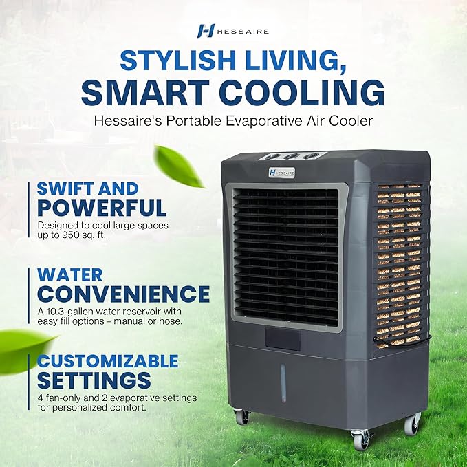 Hessaire MC37M Indoor or Outdoor Portable Oscillating Evaporative Swamp Air - Image 4