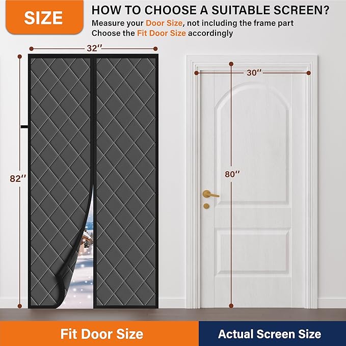 Magnetic Thermal Insulated Door Curtain, Fits Door Size 38" x 82", Durable - Image 6