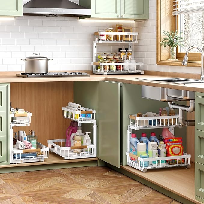 Pull out Cabinet Organizer, 1 Pack Under Sink Organizer, Slide out Metal - Image 9