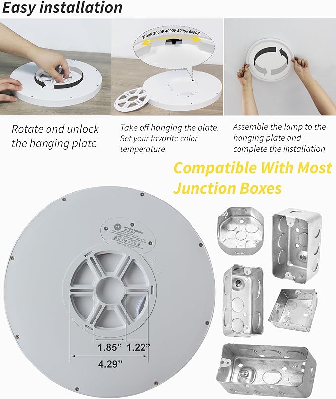 4Pack 12 Inch Dimmable LED Flush Mount Ceiling Light Panel, 24W 2520LM - Image 7