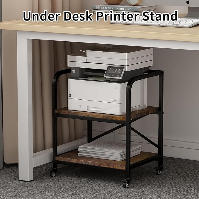 Vokumba 2 Tier Under Desk Printer Stand, Large Printer Table - Image 2