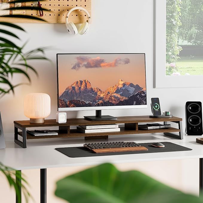 Fenge Dual Monitor Stand for Desk, 42.5in Large Monitor Riser for 2 Monitors - Image 2