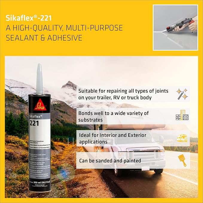 Sikaflex-221 Multi-Purpose Polyurethane Sealant/Adhesive, 10.1 fl oz, Sandable - Image 3