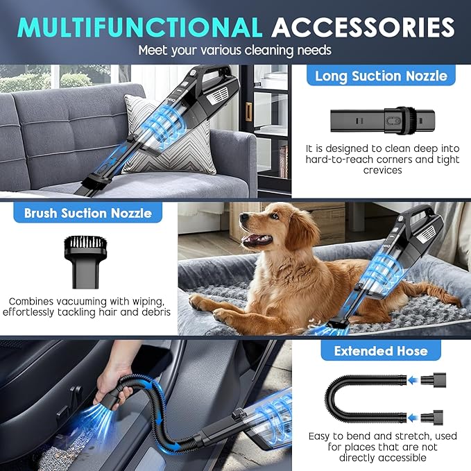 CKIKH Handheld Vacuum Cordless, 15000PA Strong Suction Hand Held Car Vacuum - Image 3