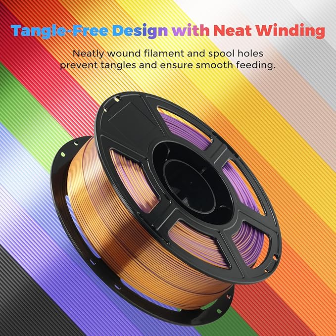 FLASHFORGE Silk Tri-Color Filament, 3D Printer Filament Color Change 1kg Spool - Image 6