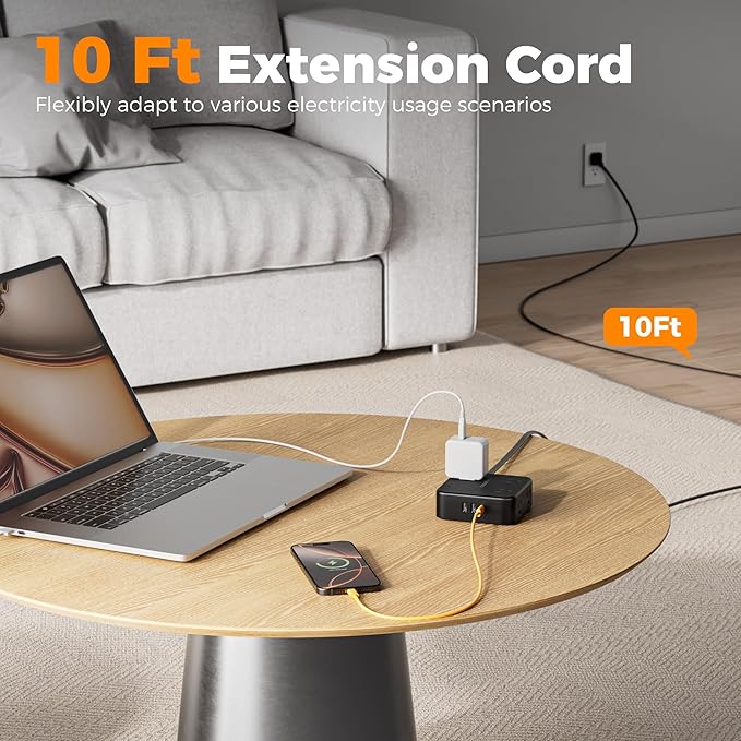 TESSAN 10 Ft Flat Plug Extension Cord - Image 2