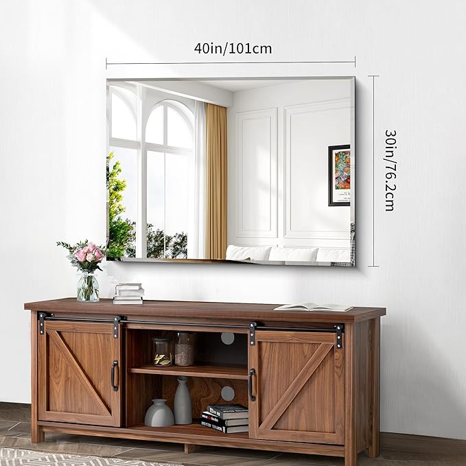 CILIBER Beveled Bathroom Mirror, 30x40 Large Frameless Mirrors - Image 3