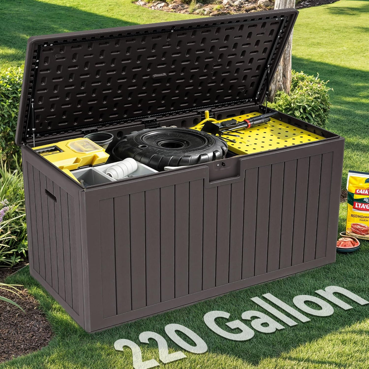 yitahome 220 gallon double-wall deck box with divider, main product view