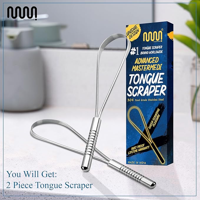 MasterMedi Tongue Scraper for Adults, 100% Stainless Steel Tongue Scrubber for - Image 4