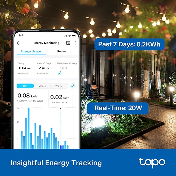 Tapo Outdoor Smart Dimmer Plug for Outdoor Lights, App Control, IP65 Weather - Image 6