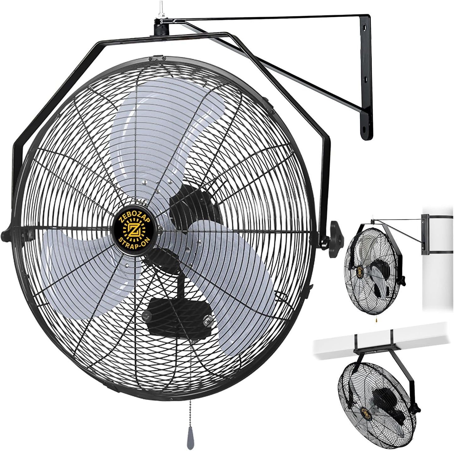 ZeboZap 18" Outdoor Fan | Outdoor Fans for Patios Waterproof, Wall Mounted Fan for Gazebo, Covered Patio, Greenhouse & Workshop, IP44 Waterproof, 4000 CFM, 3-Speed, 10 ft Power Cord, ETL Certified