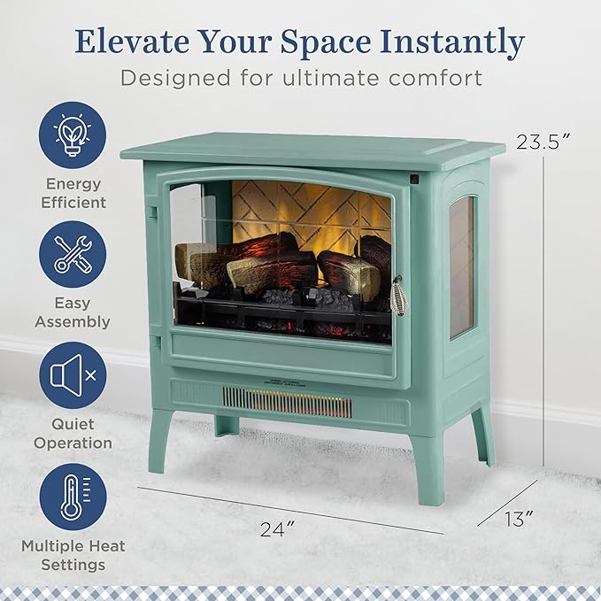 Country Living Infrared Freestanding Electric Fireplace Stove Heater in Mineral - Image 5