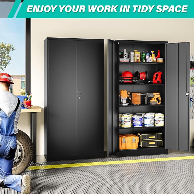 SISESOL Wide & Deep Metal Storage Cabinet - Image 3