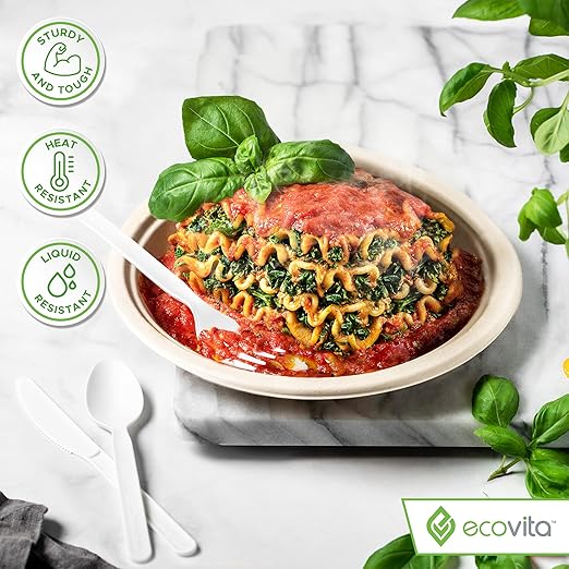 Ecovita 100% Compostable Forks Spoons Knives Cutlery Combo Set - Image 4