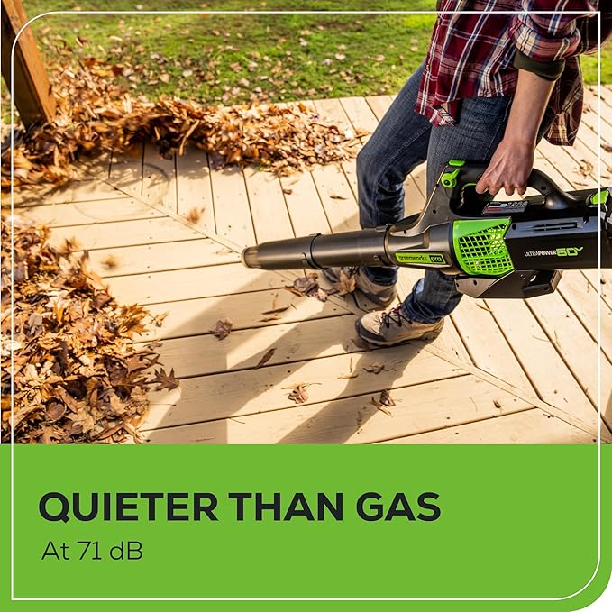 Greenworks 60V 450 CFM Cordless Leaf Blower, 2.0 Ah Battery and Rapid Charger - Image 5