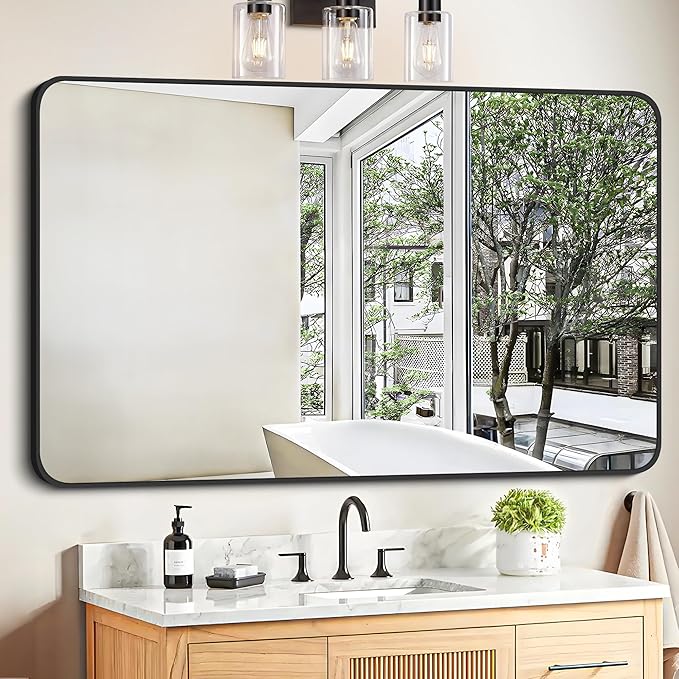 FORBATH Black Bathroom Mirror, Rectangular Vanity Mirror 30 x 48 Inch Wall by FORBATH