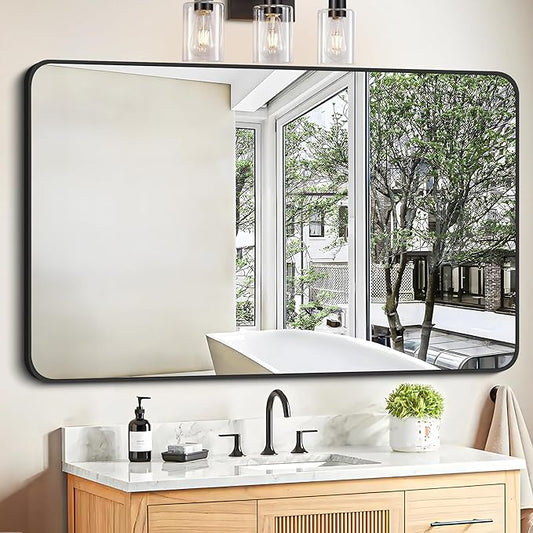 FORBATH Black Bathroom Mirror, Rectangular Vanity Mirror 30 x 48 Inch Wall by FORBATH