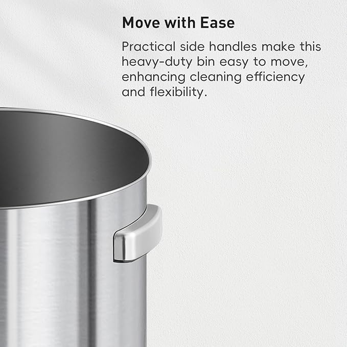 EKO 32-Gallon Round Stainless Steel Open Top Trash Can, Large Commercial Waste - Image 5