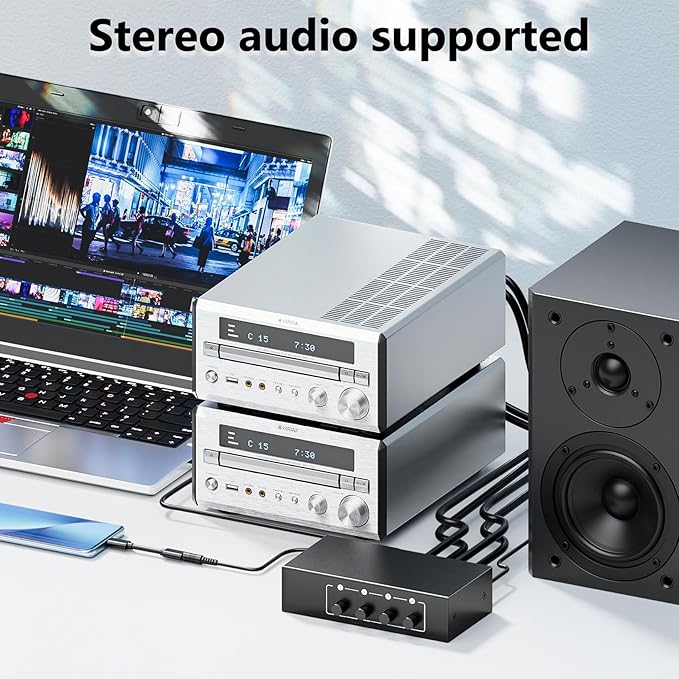 3.5mm Aux + RCA L/R Audio Splitter 1 in 4 Out, BolAAzuL 4-Way Stereo Audio - Image 4