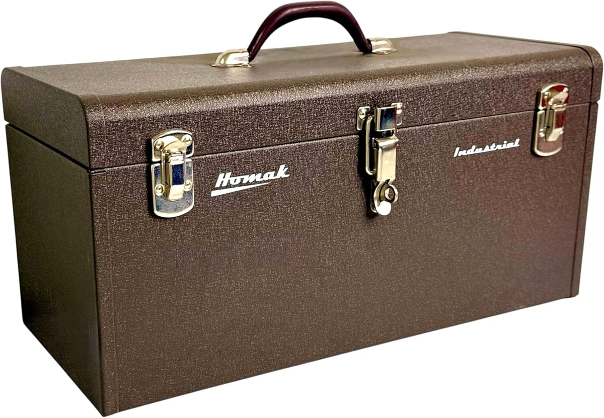 homak 20-inch industrial steel toolbox, brown wrinkle powder, main product view