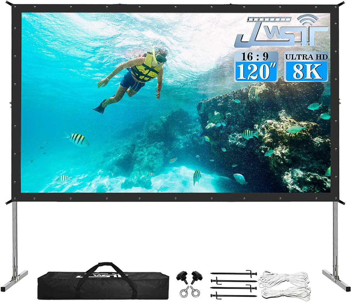 Projector Screen Outdoor, JWSIT 120 inch Outdoor Movie Screen-Upgraded 3 Layers
