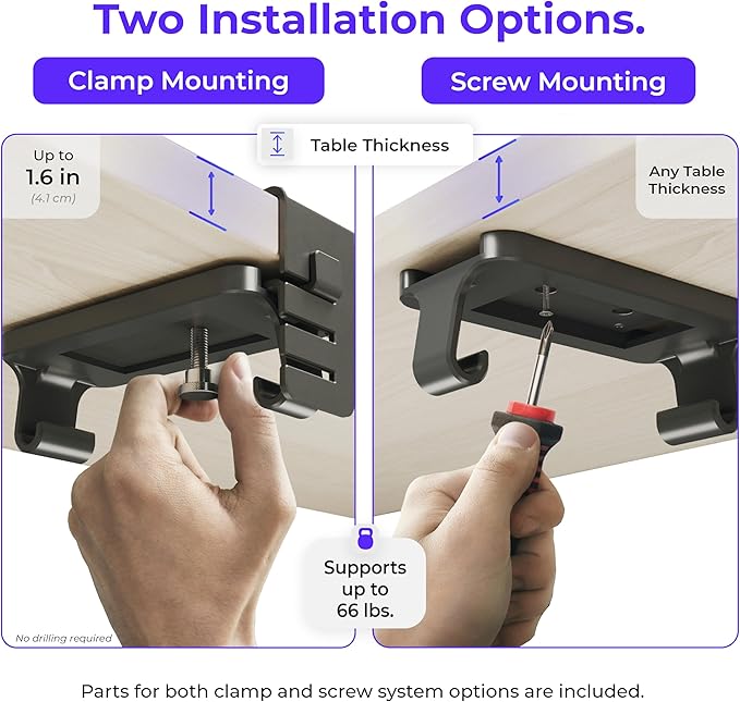 Ascrono Original No Drill Under Desk Cable Management Tray 14.1" - Image 2