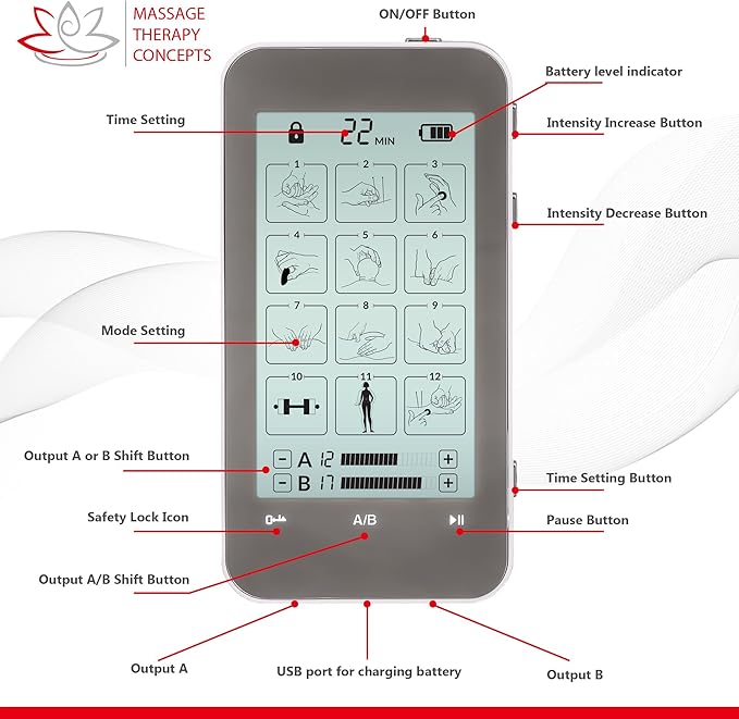 Massage Therapy Concepts Deluxe TENS Unit Muscle Stimulator & Accessories - Image 7