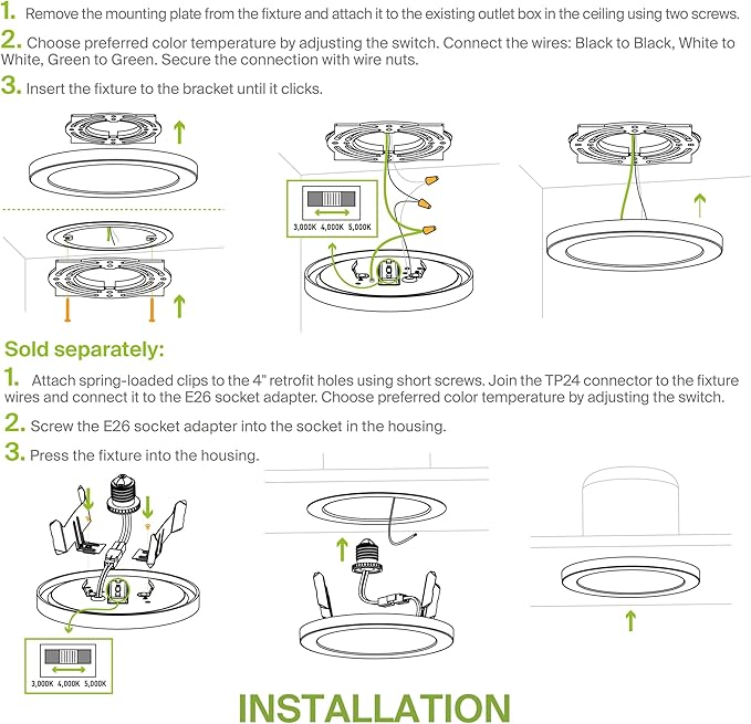 ASD LED 9" Round Flush Mount Ceiling Light Fixture, Low Profile Surface - Image 9
