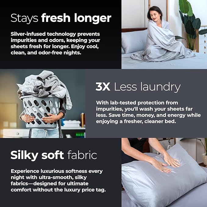 Silvery Silver Infused Bed Sheets Set - Image 5