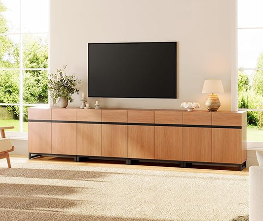 WAMPAT Modern TV Stand for TVs up to 120 inch, 4 in 1 Wood Entertainment Center by WAMPAT
