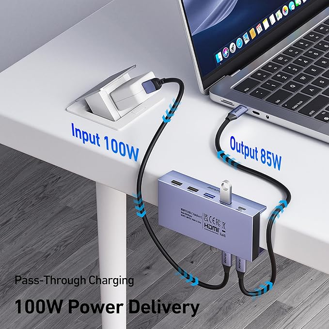 BENFEI 8-in-1 USB C Hub with Secure Clamp – Features 4K@60Hz HDMI, Gigabit - Image 5