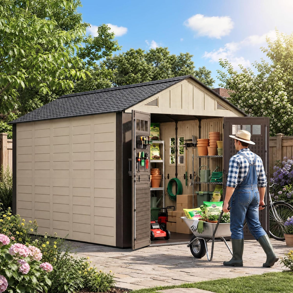 homshade 8x12 ft resin outdoor storage shed with, main product view
