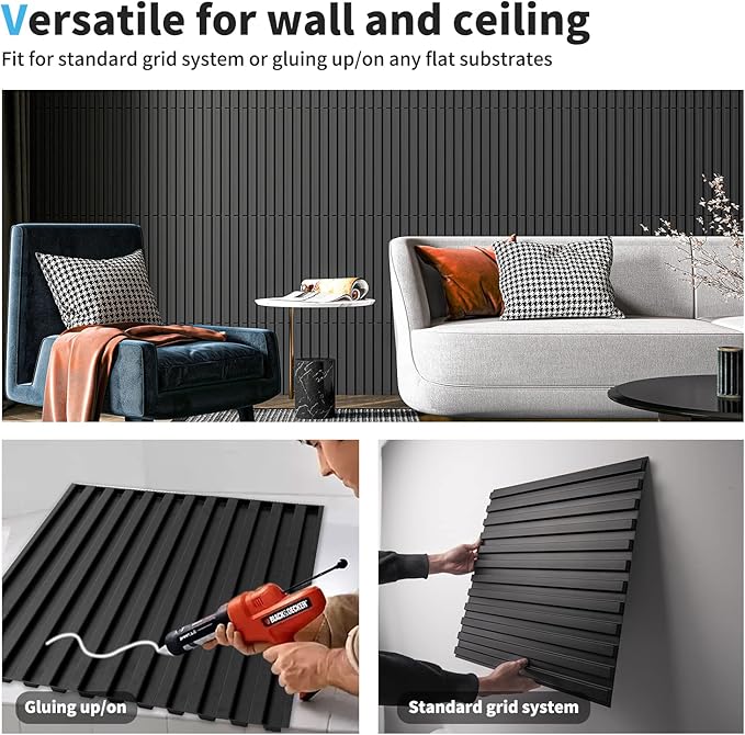 Art3d Slat Wall Panel, 3D Fluted Textured Panel 12-Tile 19.7 x 19.7in. - Image 8