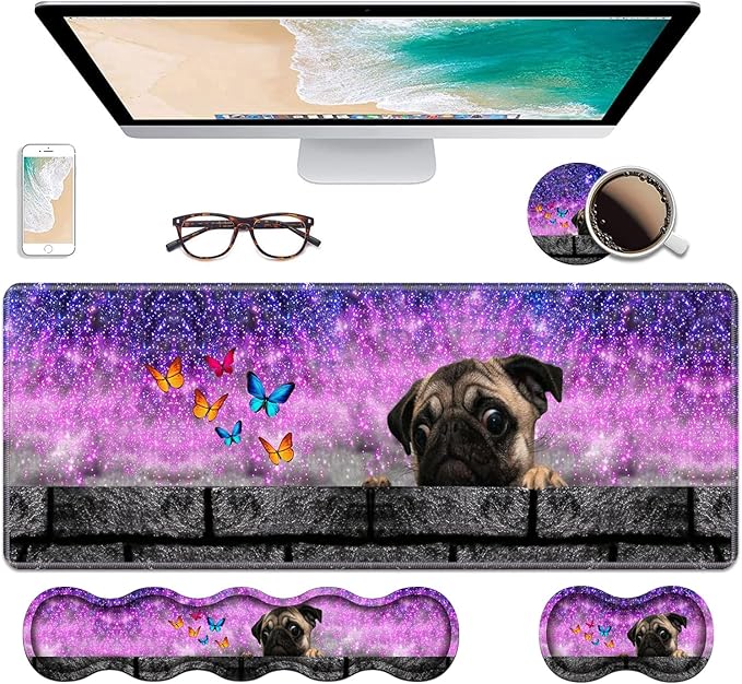 Ergonomic Keyboard Wrist Rest & Mouse Pad Wrist Rest Set, Large XXL Gaming Desk by Unknown